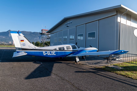 terni, italy october 18 2020: light aircraft from flight school stationary in storageのeditorial素材