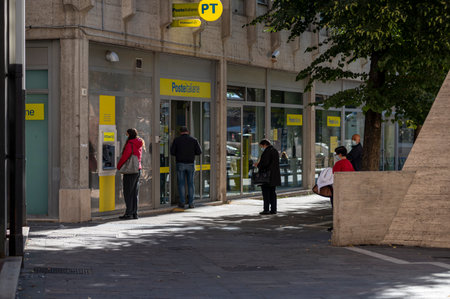 terni, italy october 21 2020: line in front of a post officeのeditorial素材