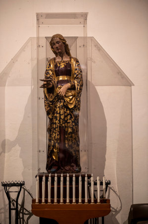 statue of a saint placed in the church of San Francescoのeditorial素材