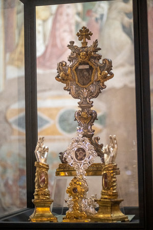 religious objects placed in the church of San Francescoのeditorial素材