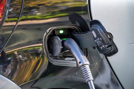 terni, italy november 06 2020: charging system for electric carのeditorial素材