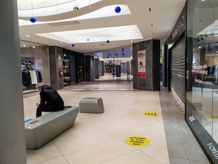 terni, italy december 30 2020: empty terni shopping center without peopleのeditorial素材