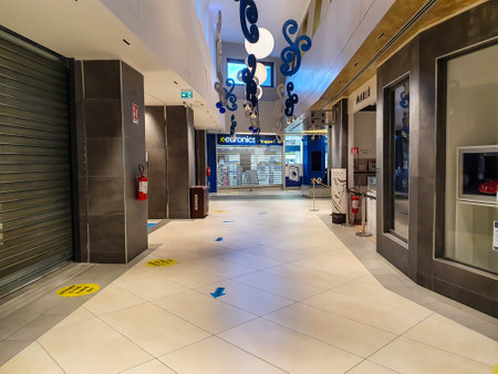 terni, italy december 30 2020: empty terni shopping center without peopleのeditorial素材
