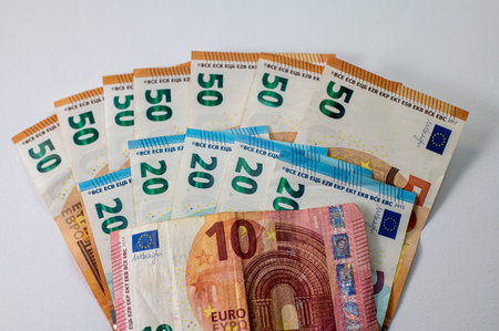 the 10 euro banknote detail on a white background