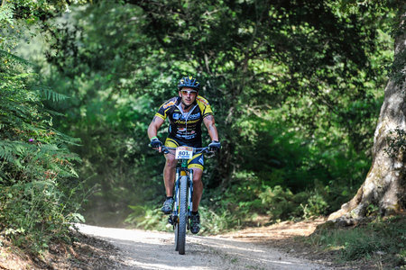 terni, italy august 10 2019: off road mtb bicycle race with competitive teamのeditorial素材