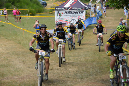 terni,italy august 10 2019 :off road mtb bicycle race with competitive teamのeditorial素材