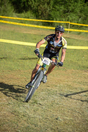 terni, italy august 10 2019: off road mtb bicycle race with competitive teamのeditorial素材