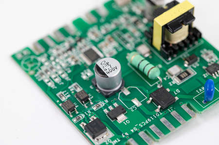 detail of an electronic coffee machine card on a white backgroundの写真素材