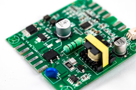 detail of an electronic coffee machine card on a white backgroundの写真素材