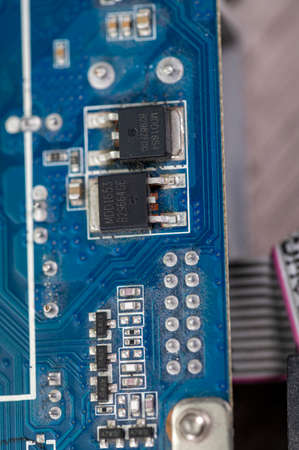 detail of the back of a motherboard with the solder trackの写真素材
