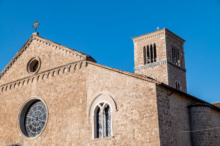 caampanile of the cathedral of terni seen from the promenadeの写真素材