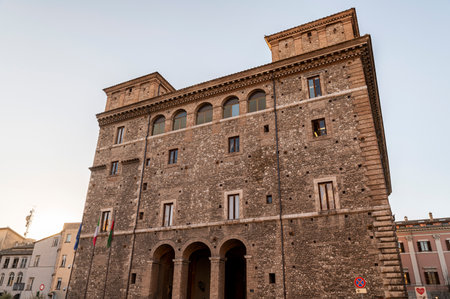 terni, italy march 02 2021: performance with the skateboard in a square with jumpsのeditorial素材