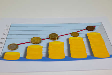 50 20 5 euro banknotes with euro symbol in different anglesの写真素材