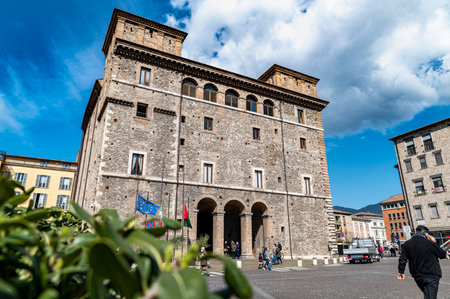 terni, italy march 18 2021: municipality of terni in square of peopleのeditorial素材