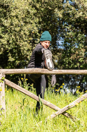 ragzzo does physical activity in the park early in the morningの写真素材