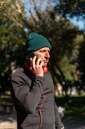 ragzzo does physical activity in the park early in the morningの写真素材