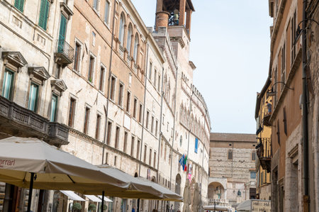 perugia, italy may 01 2021: headquarters building from the rai in perugiaのeditorial素材