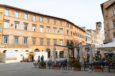 perugia, italy may 01 2021: headquarters building from the rai in perugiaのeditorial素材