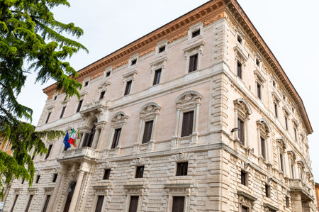 perugia, italy may 01 2021: Palazzo Donini course pietro vannucci in the center of perugiaのeditorial素材