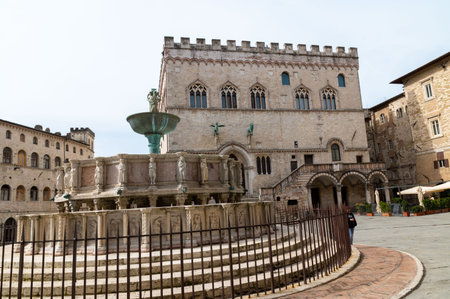 perugia, italy may 01 2021: Palazzo Donini course pietro vannucci in the center of perugiaのeditorial素材