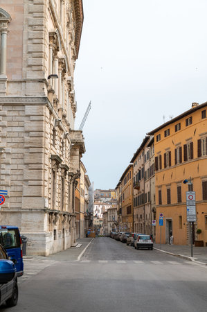 perugia, italy may 01 2021: Palazzo Donini course pietro vannucci in the center of perugiaのeditorial素材