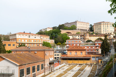 perugia, italy may 01 2021: Palazzo Donini course pietro vannucci in the center of perugiaのeditorial素材