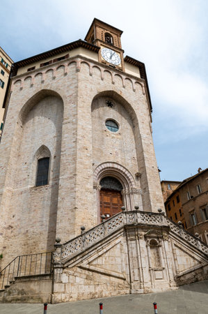 perugia, italy may 01 2021: Palazzo Donini course pietro vannucci in the center of perugiaのeditorial素材