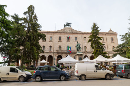 perugia, italy may 01 2021: Palazzo Donini course pietro vannucci in the center of perugiaのeditorial素材