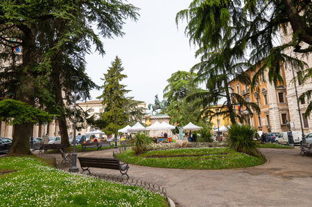 perugia, italy may 01 2021: piazza italia in the center of perugiaのeditorial素材