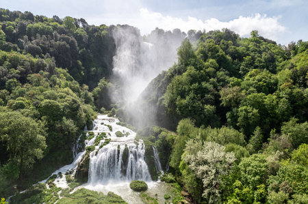 cascade of marmore open to full flow in Mayの写真素材