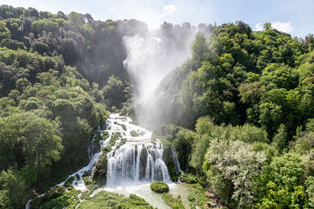cascade of marmore open to full flow in Mayの写真素材