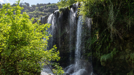 glimpse of the marmore waterfall in italyの写真素材