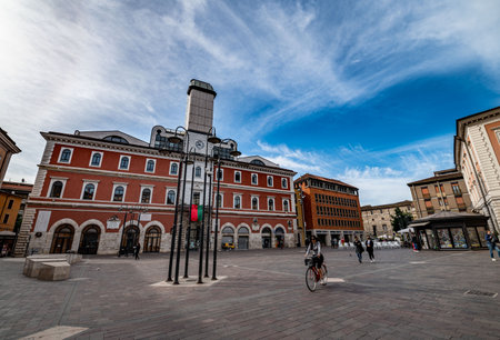 terni,italy may 14 2021:Terni square of europa where there is the municipal libraryのeditorial素材