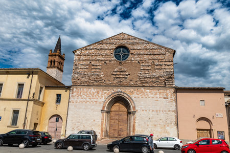 foligno, italy may 22 2021: municipality in square of republica in folignoのeditorial素材