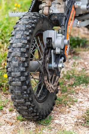 terni, italy june 08 2021: mini motocross detail of the terminal exhaustのeditorial素材