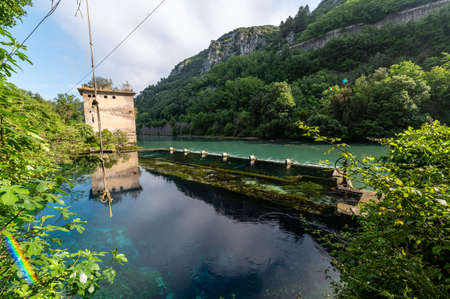 Stifone di Narni placed characteristic for the blue water in some places reeds bathingの写真素材