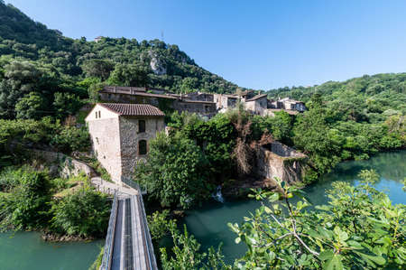 Stifone di Narni placed characteristic for the blue water in some places reeds bathingの写真素材
