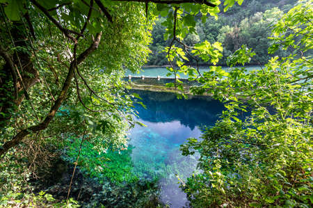 Stifone di Narni placed characteristic for the blue water in some places reeds bathingの写真素材
