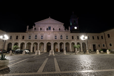 terni, italy june 30 2021: cathedral of terni seen at night illuminated by street lampsのeditorial素材