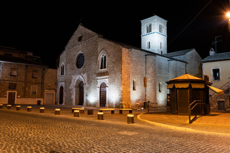 terni, italy june 30 2021: Church of San Francesco Vieste at night in Terniのeditorial素材