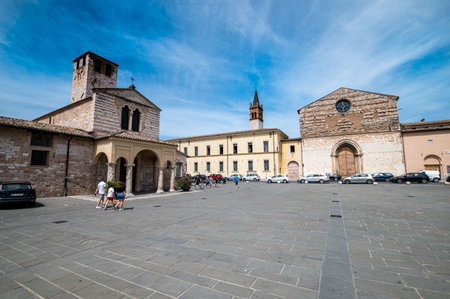 foligno, italy july 03 2021: foligno Roman gate in the city centerのeditorial素材