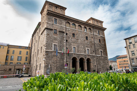 terni, italy july 07 2021: church of san francesco in terni in the square of San Francescoのeditorial素材