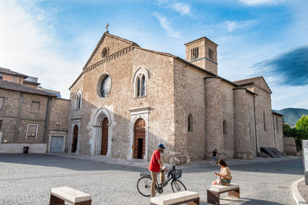 terni, italy july 07 2021: church of san francesco in terni in the square of San Francescoのeditorial素材