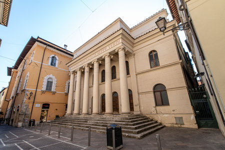 terni, italy july 20 2021: square the clock in terni and the chamber of commerceのeditorial素材