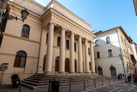 terni, italy july 20 2021: square the clock in terni and the chamber of commerceのeditorial素材