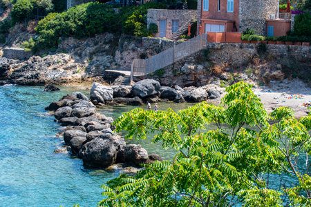 porto santo stefano,italy july 24 2021:view of a cove in Porto Santo Stefanoのeditorial素材