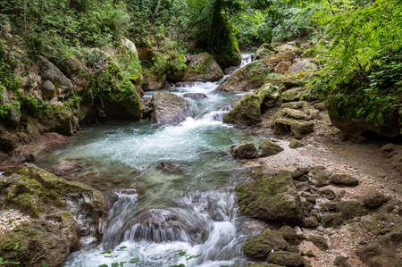 bleck river after waterfall of marble in terniの写真素材