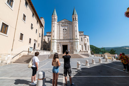 cascia, italy july 30 2021: cathedral of santa rita of cascia on a sunny dayのeditorial素材