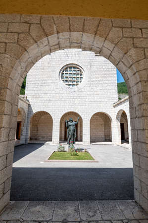 new sntuario of santa rita in the town of rocca porena in the sunny dayの写真素材