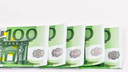 detail of a 100 euro banknote of the european communityの写真素材
